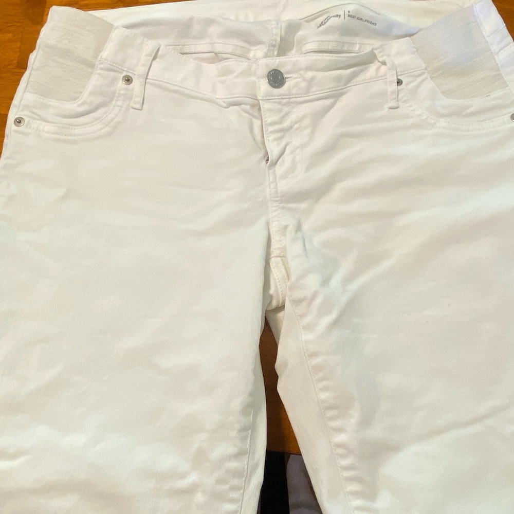 Maternity white cropped jeans